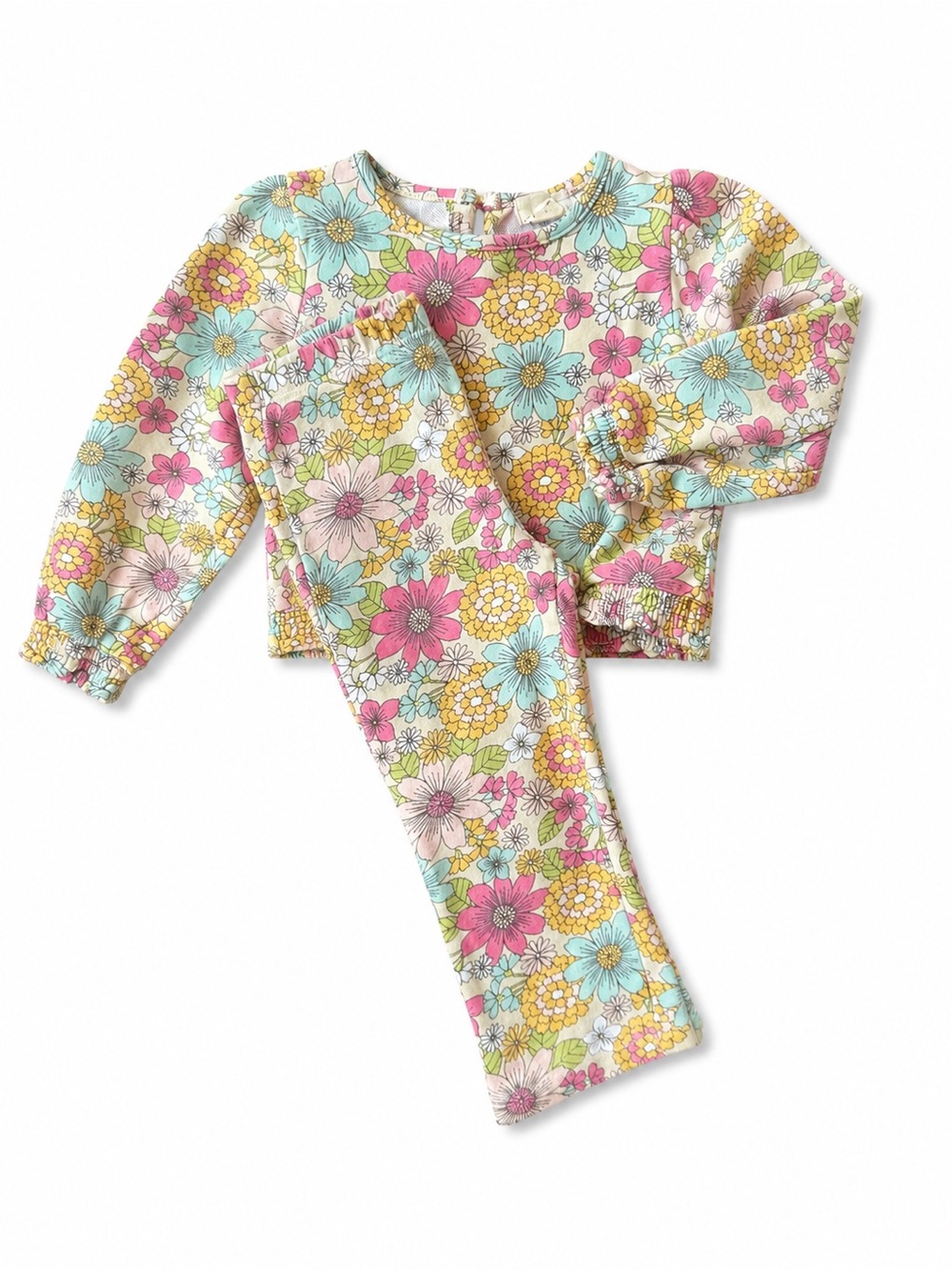 Peek Kids Floral 2 Piece Sweatshirt & Flare Pants Set 24M EUC